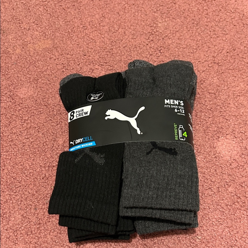 Puma Men's Athletic Crew Socks - Black and Gray